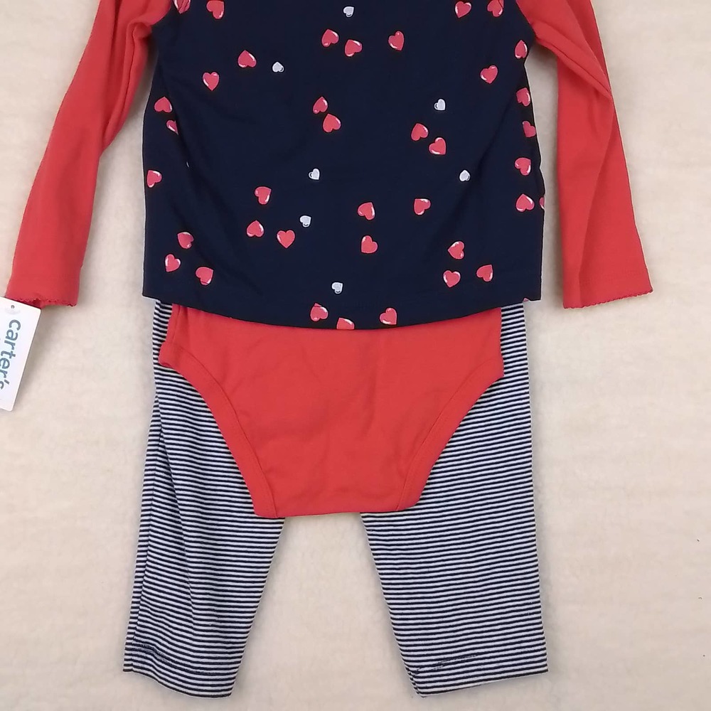 Carter's Baby 3‎ Piece Set Size 24mo in Red White Blue w/ Hearts - Picture 8 of 15